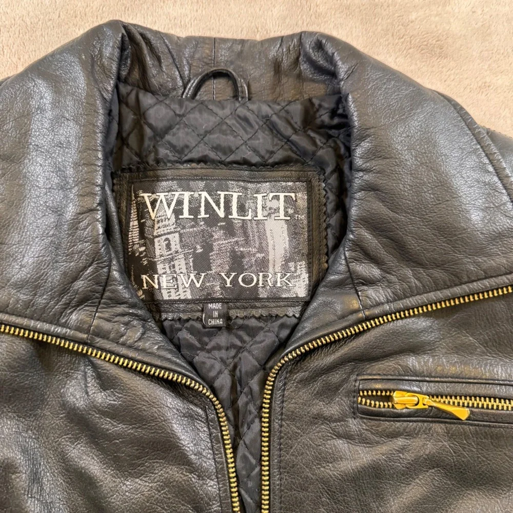 Black Faux Leather Zip Belted Jacket - Women